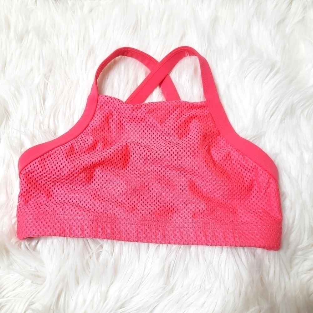 Lorna Jane Pink High Neck Mesh Sports Bra M